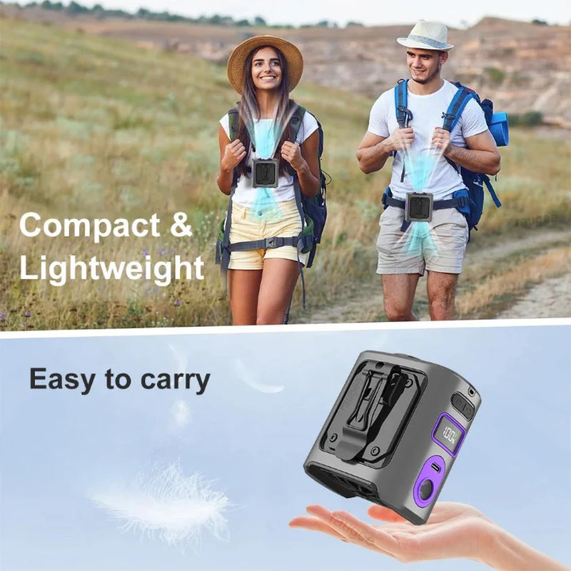 8000Mah Portable Cooling Waist Fan with Power Bank & LED Light – Frostbreeze